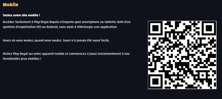 Code QR pour installer l'application mobile du casino PlayRegal